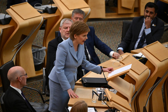 Nicola Sturgeon addresses MPs at Holyrood on Tuesday in Edinburgh.