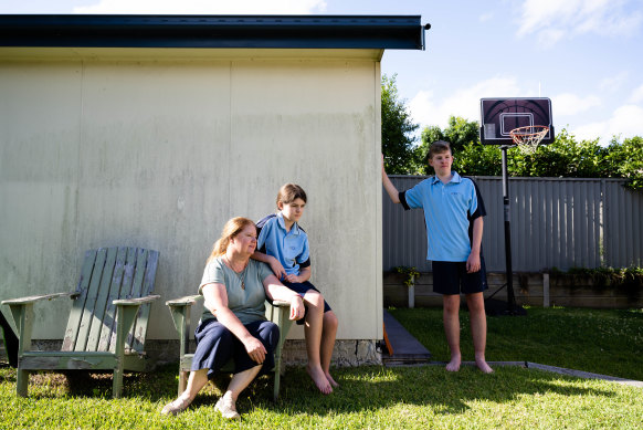 Karla Franklin with her children, Isaac, who is in year 9, and Anabelle, who just went into year 7.