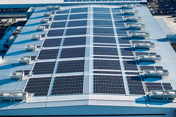 The warehouse in Kemps Creek is one of four rooftop solar installations operated by Amazon in Sydney and Melbourne. 