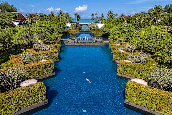The resort features two enormous swimming pools.