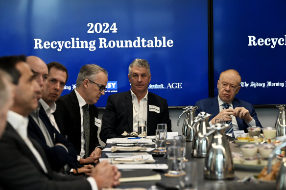 The Sydney Morning Herald and The Age’s third annual Recycling Roundtable event with Visy and Anthony Pratt (far right).