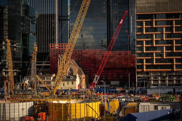 The construction site for the Parramatta metro station.