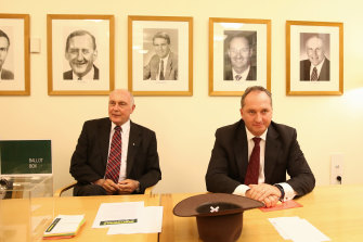 Then deputy prime minister and Nationals leader Warren Truss, with his deputy leader Barnaby Joyce, in 2016.
