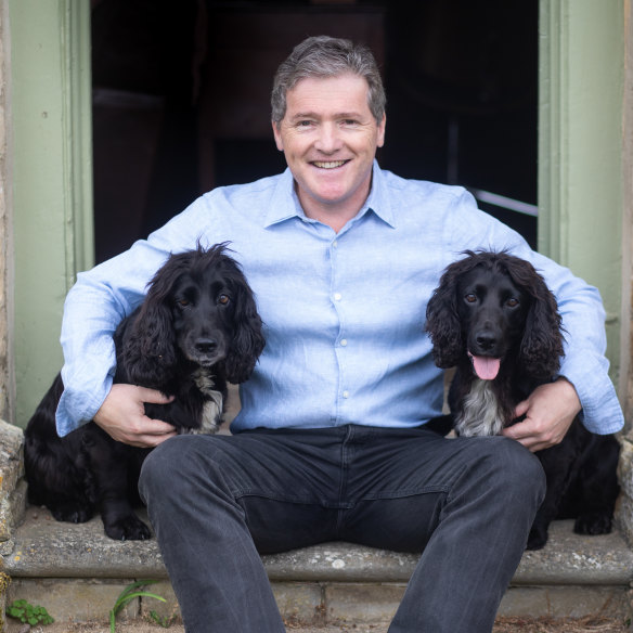 Rupert Wesson with his spaniels, Tilly, left, and Bert.