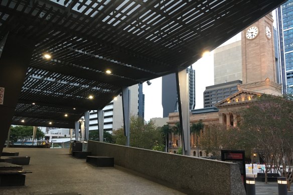 The upper deck of King George Square where classical music is blasted to curb "anti-social" behaviour. 