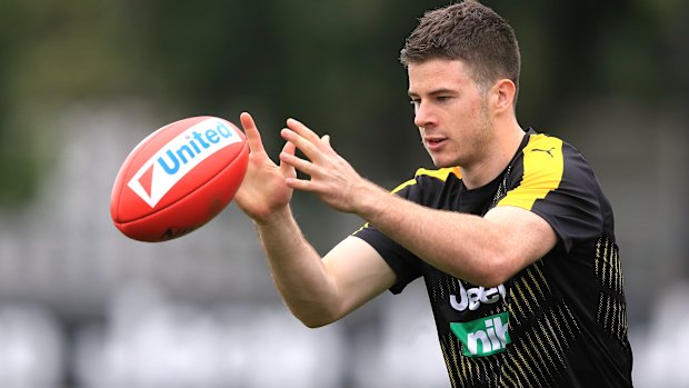 Higgins gets stuck into pre-season training at Punt Road.