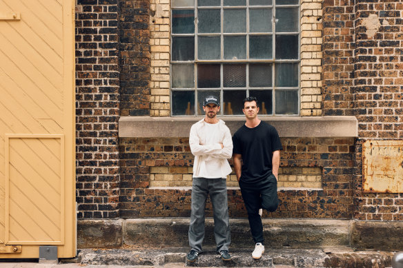 Chef Joel Bennetts (left) and Blackwood owner Daniel Sorridimi at the site of their new venue Sana at South Eveleigh.