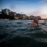 A member of the Cronulla Gropers swimming group at Cronulla beach.