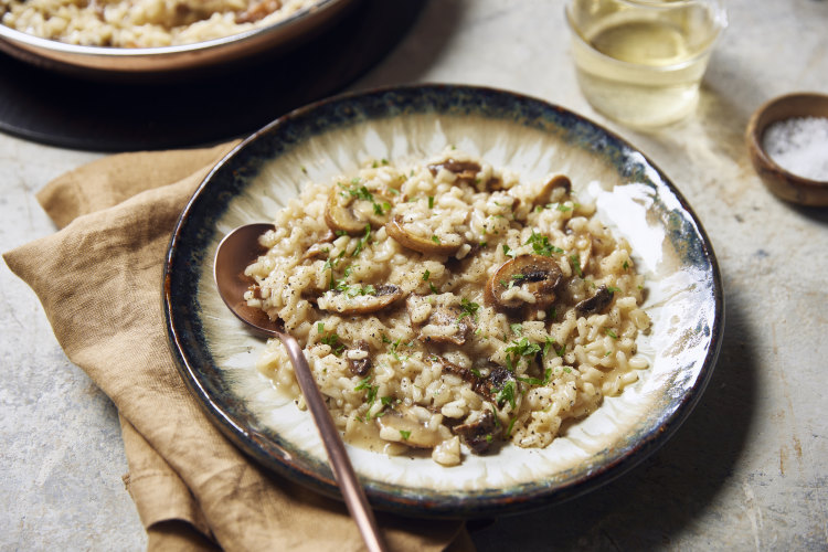 Adam Liaw’s mushroom risotto.