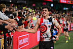 Charlie Banfield of the Saints acknowledges the fans after the round 10 AFL match.