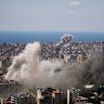Smoke rises following several Israeli airstrikes in Beirut on Wednesday.