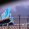 Planes parked at Dubai International Airport after a drone strike earlier in March.