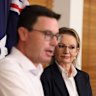 Nationals leader David Littleproud and Opposition Leader Sussan Ley during a joint press conference at Parliament House on Sunday.