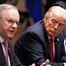 That was then: US President Donald Trump endorsed the AUKUS deal when he hosted Prime Minister Anthony Albanese at the White House in October last year.  