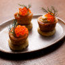 Potato skins with taramasalata and salmon caviar at Teddy’s.