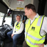 Premier Steven Miles and Lord Mayor Adrian Schrinner In the driver’s seat of a public transport revolution in the southeast with extra state governemnt funds for buses.