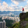 Walking for a view in Hong Kong.