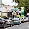 Long queues form at Mascot BP petrol station in Sydney on Monday.