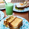 A lunch spread at Splash, chip butty front and centre.