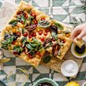 No tweezer zone: Katrina Meynink’s summer tomato focaccia with hand-strewn herbs.
