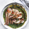 Neil Perry’s roast leg of lamb with creamed spinach
