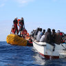 Migrant boat sinks in lake in Turkey