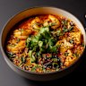 Prawn laksa made with dairy milk.
