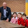 Chelsea Heights Primary School principal Steven Capp with students (from left) Bronte, Billie and Lewis.