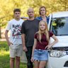 Andrea and Malcolm Cosentino-Smith with their children Ben 16 and Ella 12. Andrea and her family have changed many of their driving habits. Ben is on his L-plates, is driving fewer hours and is catching the train more.