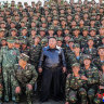 North Korea’s leader, Kim Jong Un (centre), posing with troops during an inspection at a training base of the Korean People’s Army’s special operations forces in the western region, at an undisclosed location in North Korea.