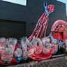 The mural by street LA-based street artist Lauren YS titled Kinbakubi has been defaced.