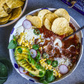 Mexican-inspired soup with all the toppings.
