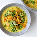 Add this delicious and inexpensive spiced chickpea, coconut and ginger curry to your winter arsenal.