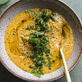 Budget-friendly and comforting carrot and lentil soup.