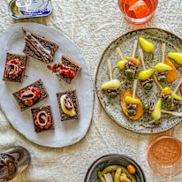 Gildas and anchovy toasts.