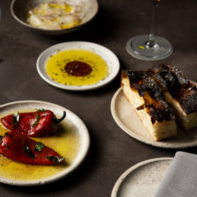 Marinated peppers with curry leaf and house-baked focaccia.