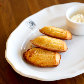 Lemon polenta madeleine.