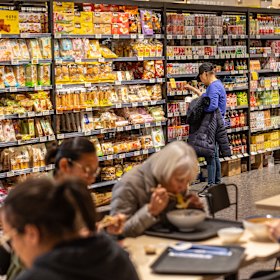 Foodle combines an Asian superstore with a canteen-style dining hall.