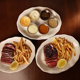 Steak frites start at $28.50.