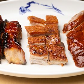 A platter of Chinese barbecue meats.