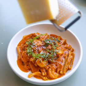 Casarecce with prawns. 