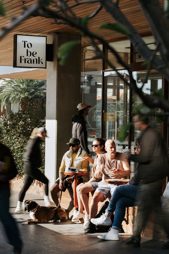 Outside the new store.