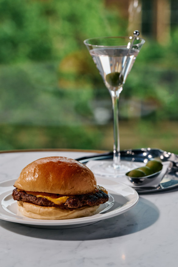 Le cheeseburger and a Dirty Batard martini at Maison Batard.
