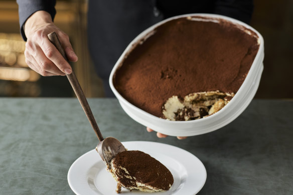 A’Mare’s tiramisu is served tableside.