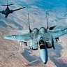 An F-15 Strike Eagle jet.