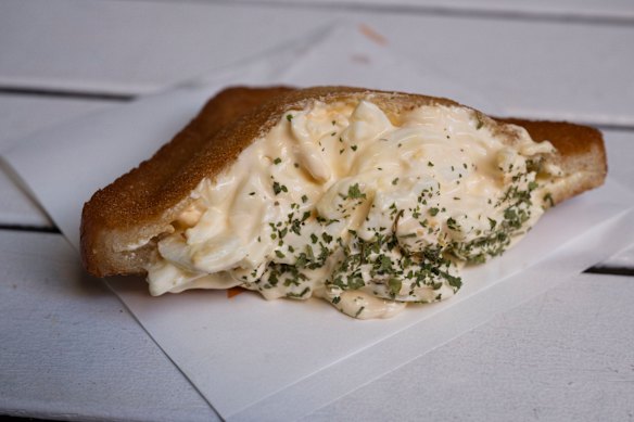 Egg salad fried sandwich. 