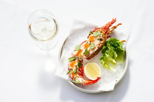 Poached southern rock lobster with trout roe.