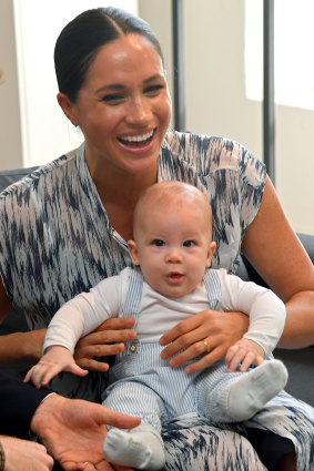 Meghan and baby son Archie at the Desmond & Leah Tutu Legacy Foundation during their royal tour of South Africa.