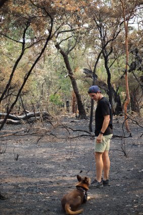 Sean Abbott at his mother's burnt-out property in Upper Colo.