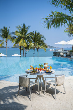 Breakfast by the pool.